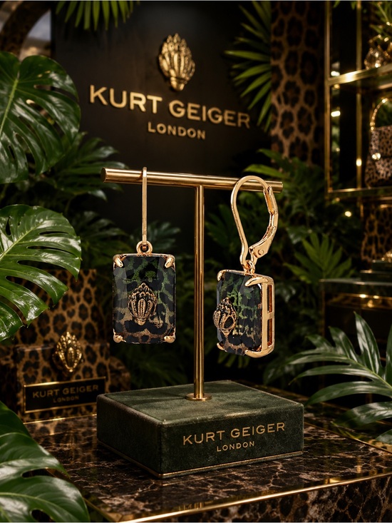 Kurt Geiger Jewelry - Kurt Geiger Gold-Tone Earrings with Green Leopard Print